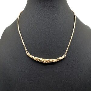 Vintage Napier Goldtone Twisted Bar Necklace